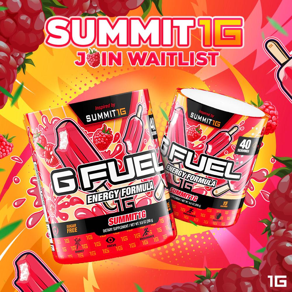 Join the waitlist for G FUEL Summit1G gamer energy drink tubs, launching on December 1, 2021, at meritpd.top.